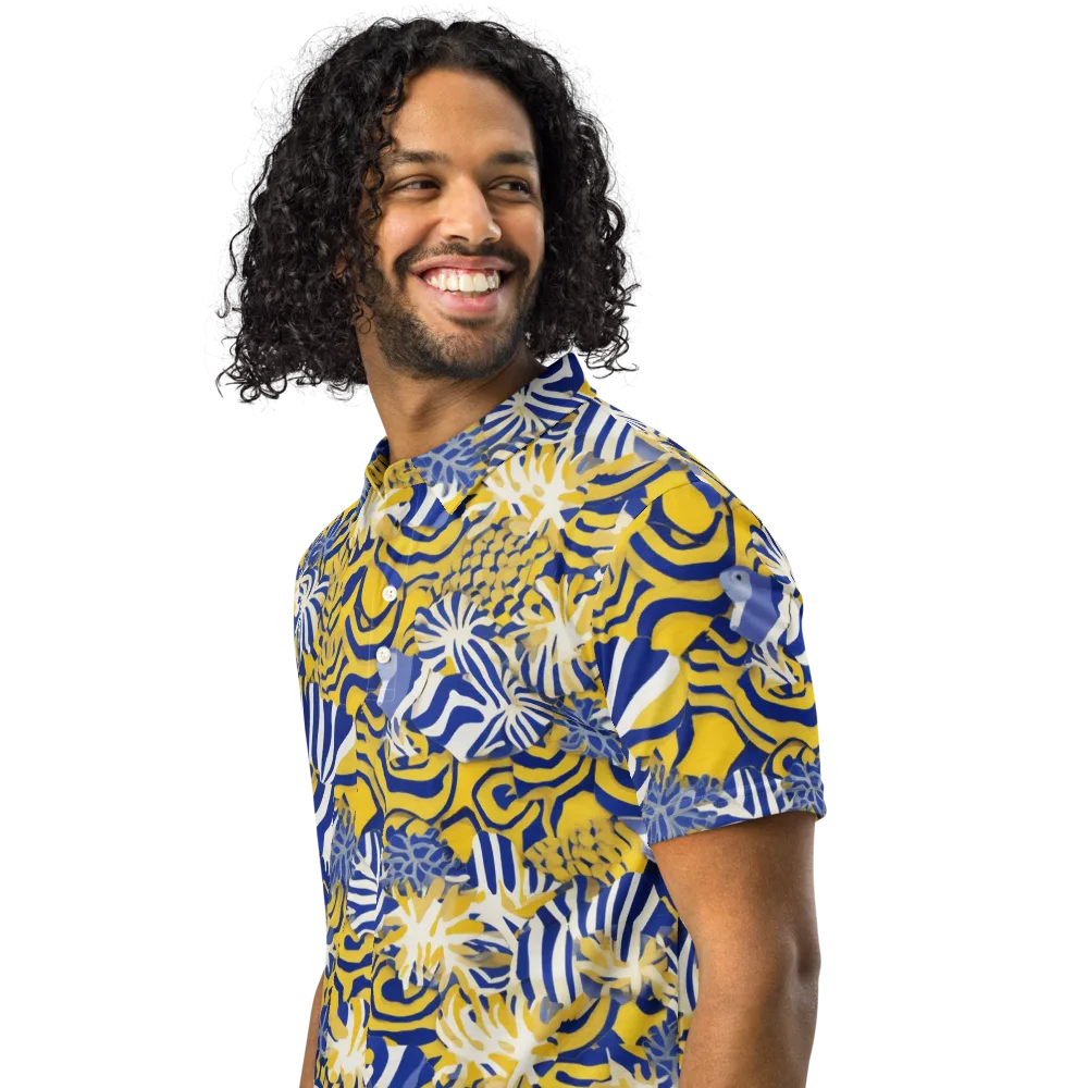 Bluebird Mirage on Men's Slim Fit Polo Shirt — Left Front