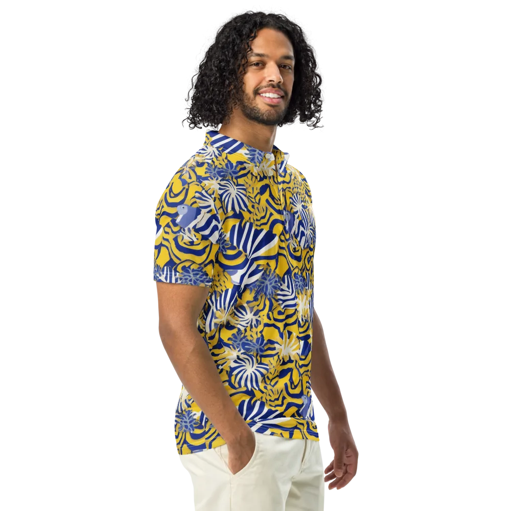 Bluebird Mirage on Men's Slim Fit Polo Shirt — Right Front
