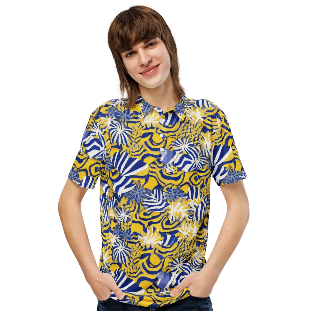 Bluebird Mirage on Men's Slim Fit Polo Shirt — Front