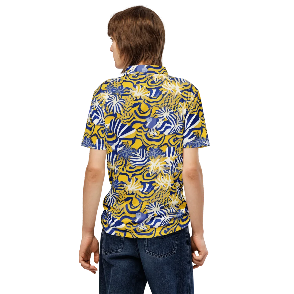 Bluebird Mirage on Men's Slim Fit Polo Shirt — Back