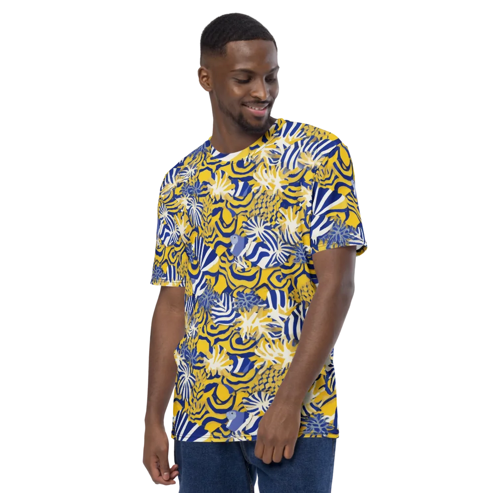 Bluebird Mirage on Men's Crew Neck T-Shirt — Left