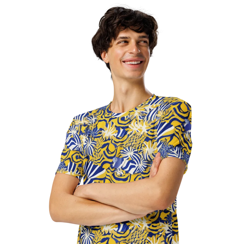 Bluebird Mirage on Men's Crew Neck T-Shirt — Left Front