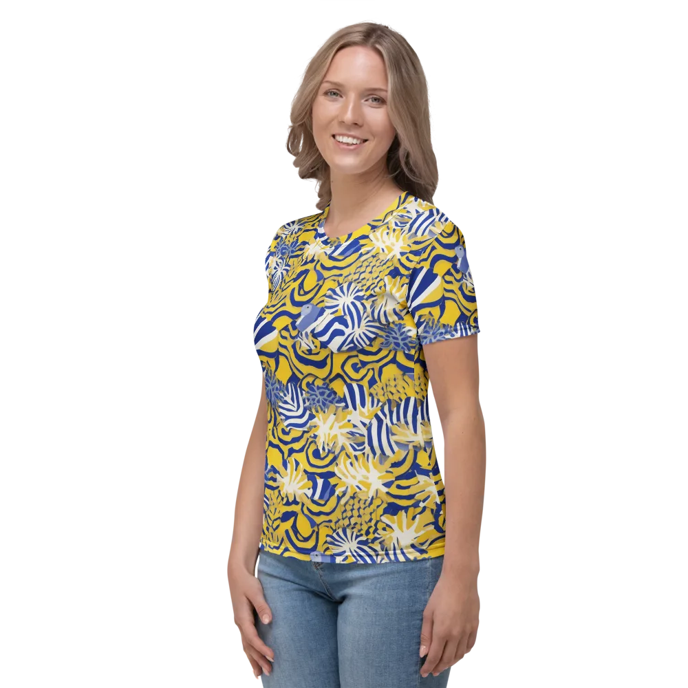 Bluebird Mirage on Women's Crew Neck T-Shirt — Left