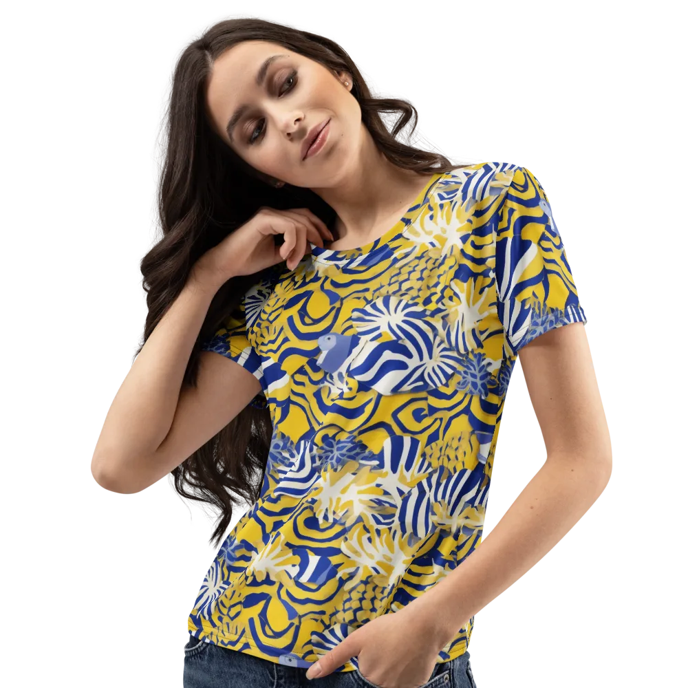 Bluebird Mirage on Women's Crew Neck T-Shirt — Left Front