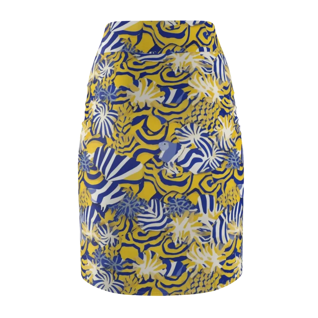 Bluebird Mirage on Pencil Skirt — Back