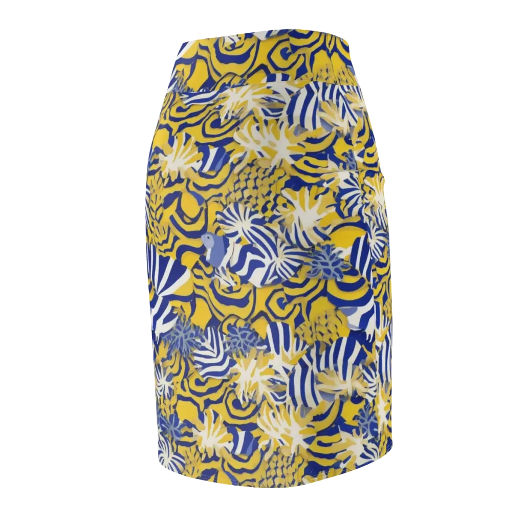 Bluebird Mirage on Pencil Skirt — Back Side