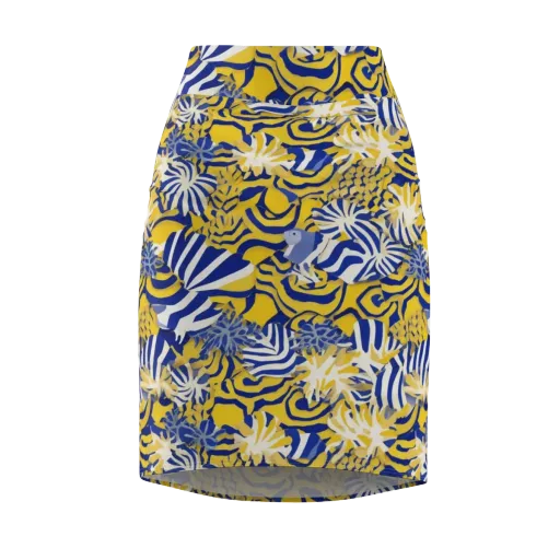Bluebird Mirage on a Pencil Skirt