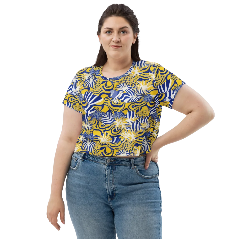 Bluebird Mirage on Crop Tee — Front