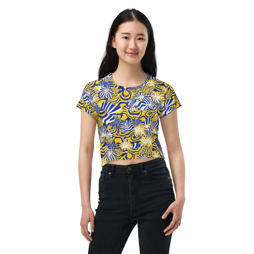 Bluebird Mirage on Crop Tee — Front
