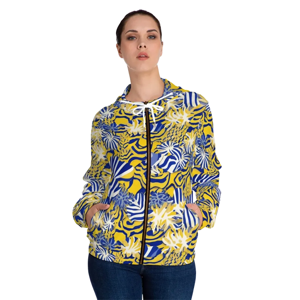 Bluebird Mirage on Women's Full-Zip Hoodie — Front On Person