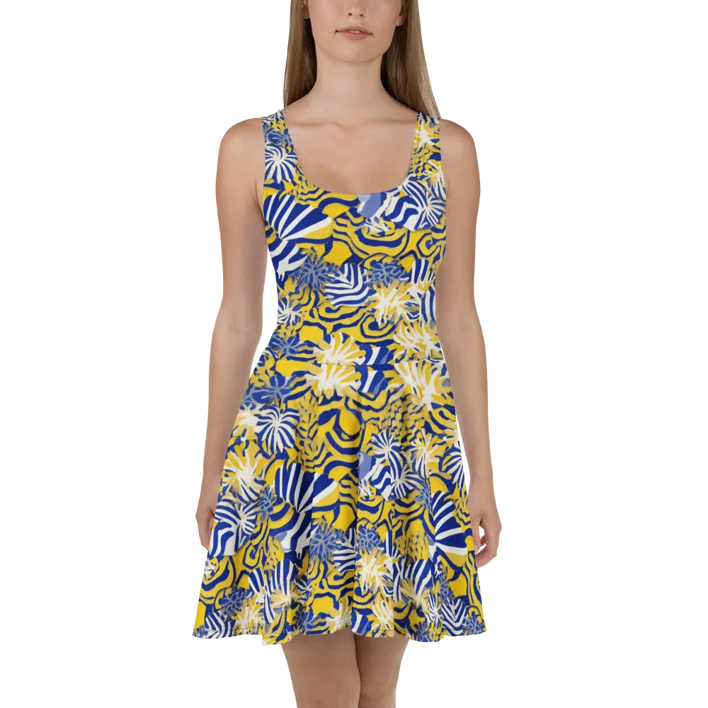 Bluebird Mirage on Skater Dress — Front