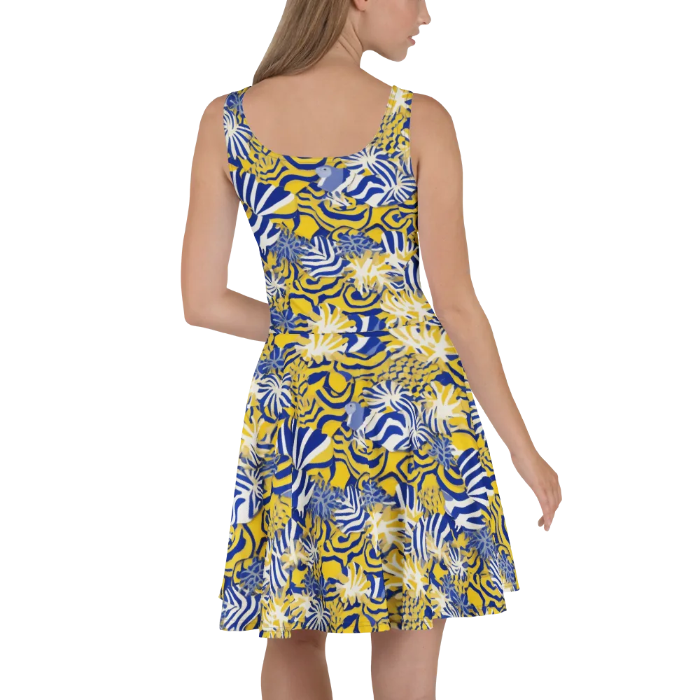Bluebird Mirage on Skater Dress — Back