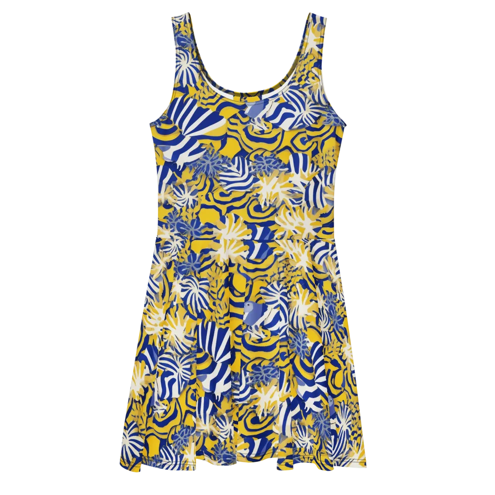 Bluebird Mirage on Skater Dress — Front