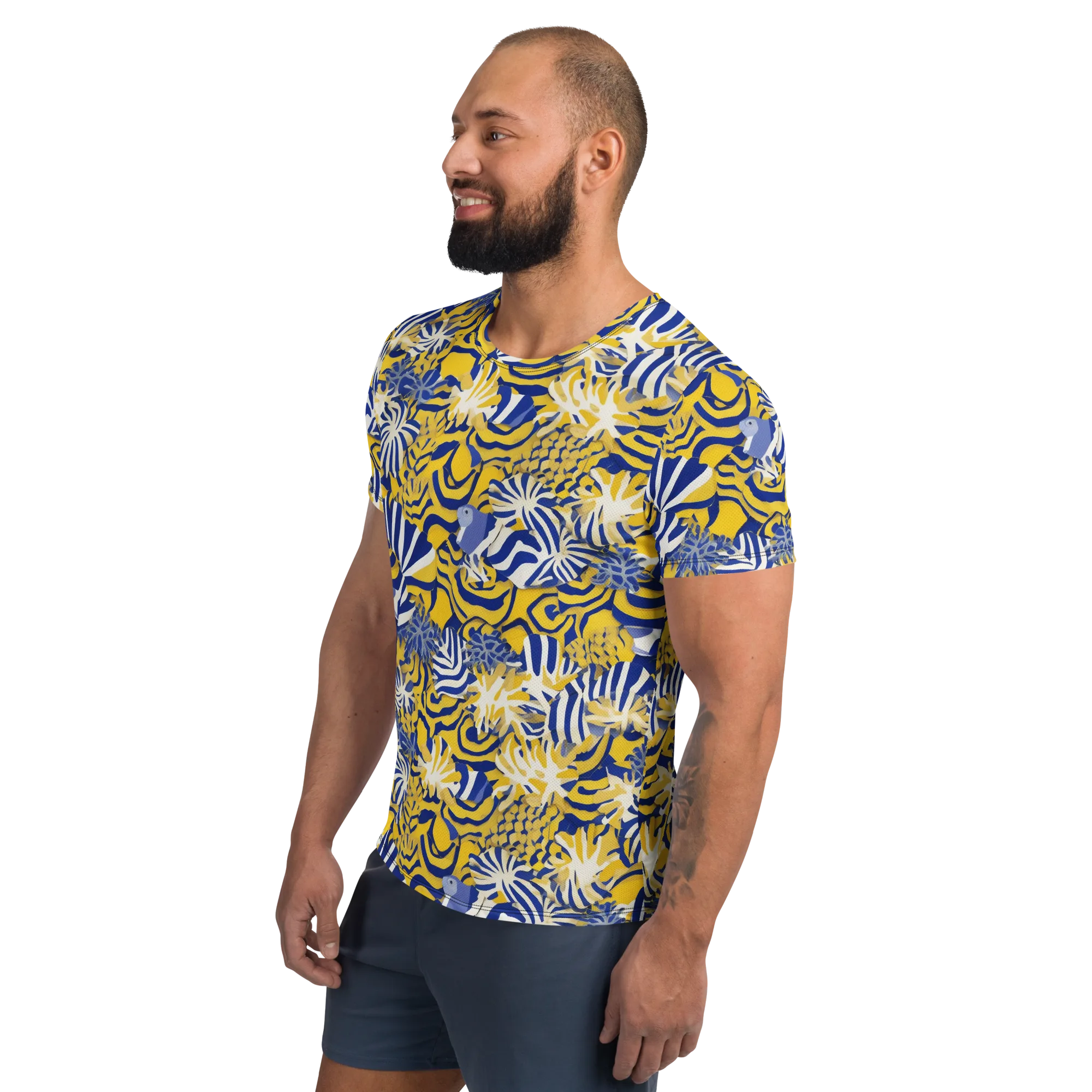 Bluebird Mirage on Men's Athletic T-Shirt — Left