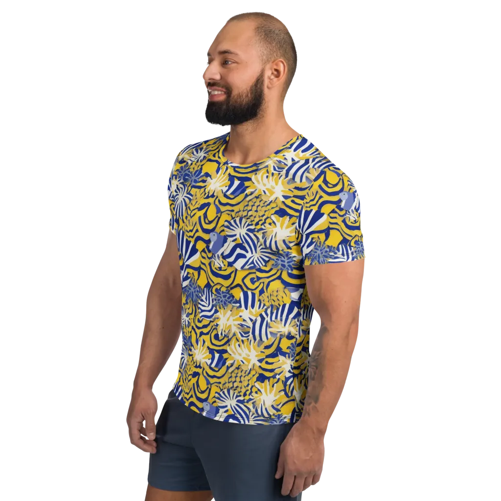 Bluebird Mirage on Men's Athletic T-Shirt — Left