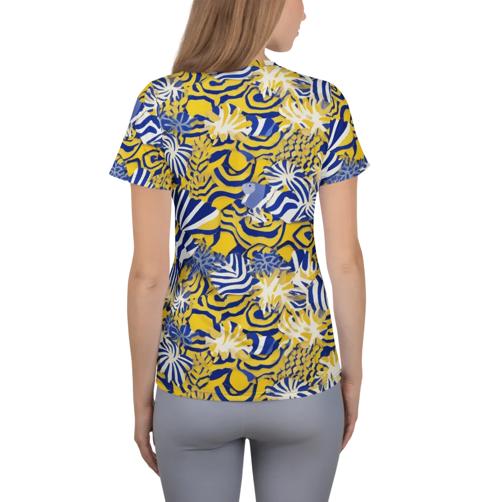 Bluebird Mirage on Women's Athletic T-Shirt — Back