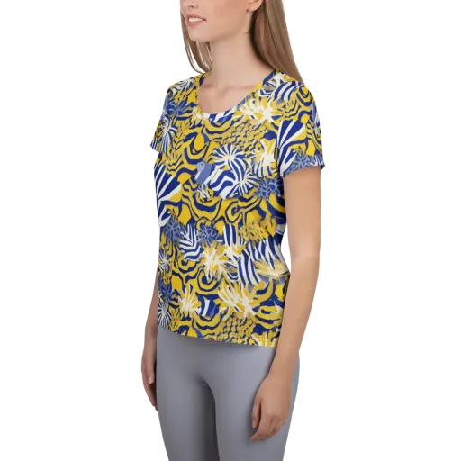 Bluebird Mirage on a Women's Athletic T-Shirt