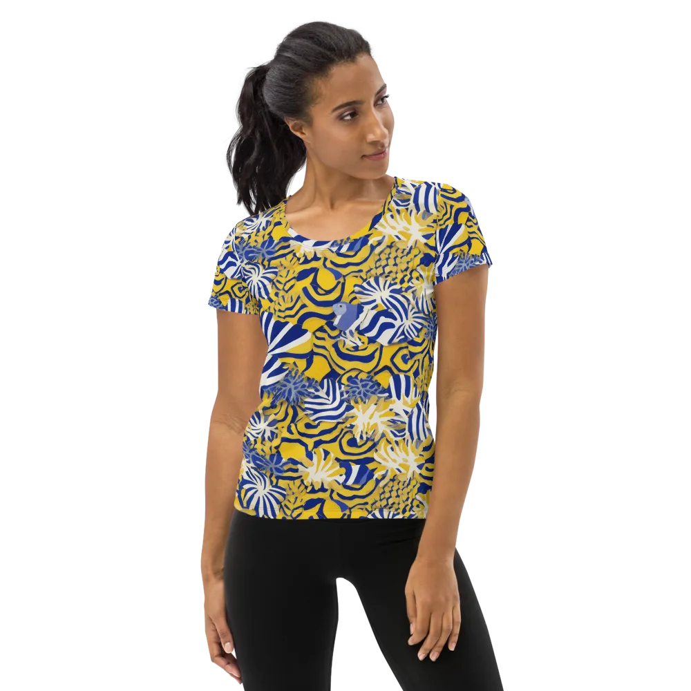 Bluebird Mirage on Women's Athletic T-Shirt — Front