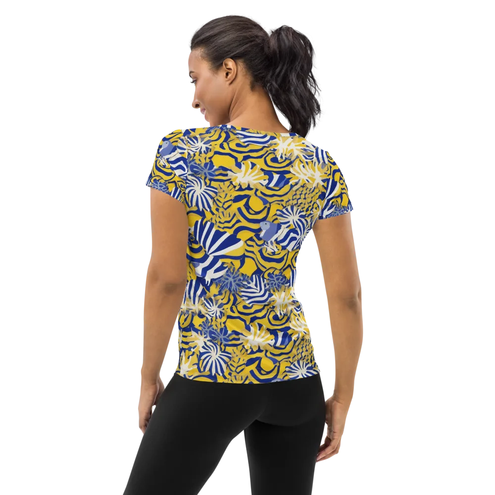Bluebird Mirage on Women's Athletic T-Shirt — Back