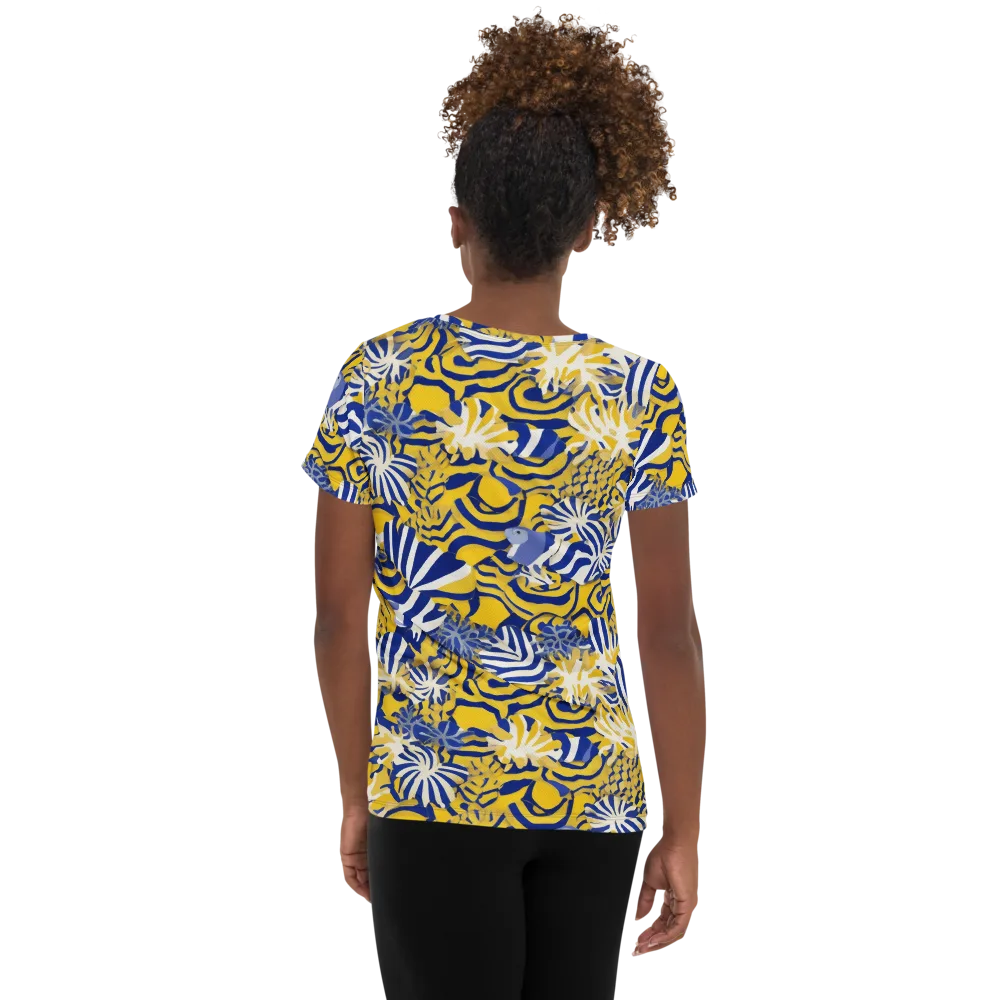 Bluebird Mirage on Women's Athletic T-Shirt — Back