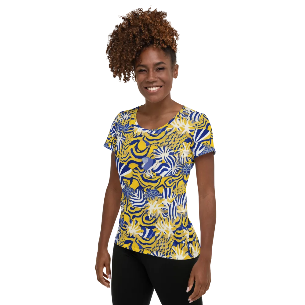 Bluebird Mirage on Women's Athletic T-Shirt — Left