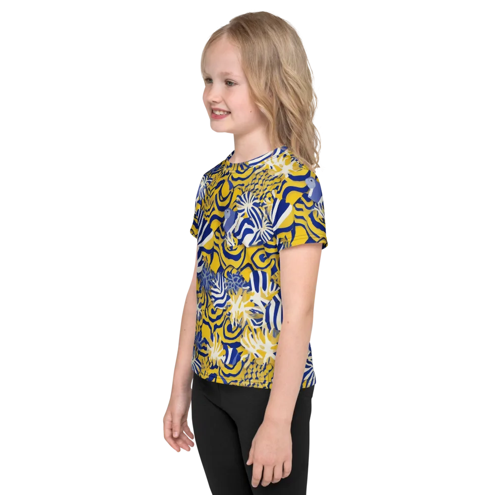 Bluebird Mirage on Kids Crew Neck T-Shirt — Left