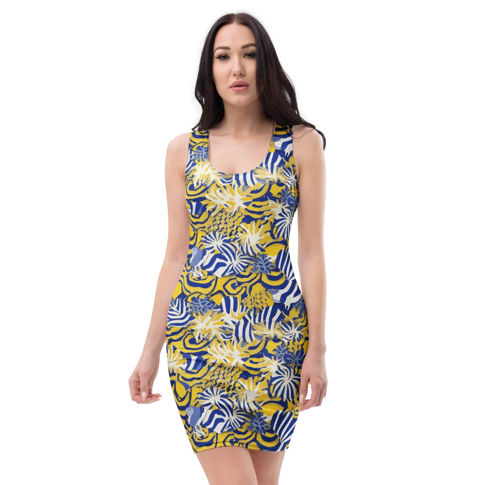 Bluebird Mirage on Bodycon Dress — Front
