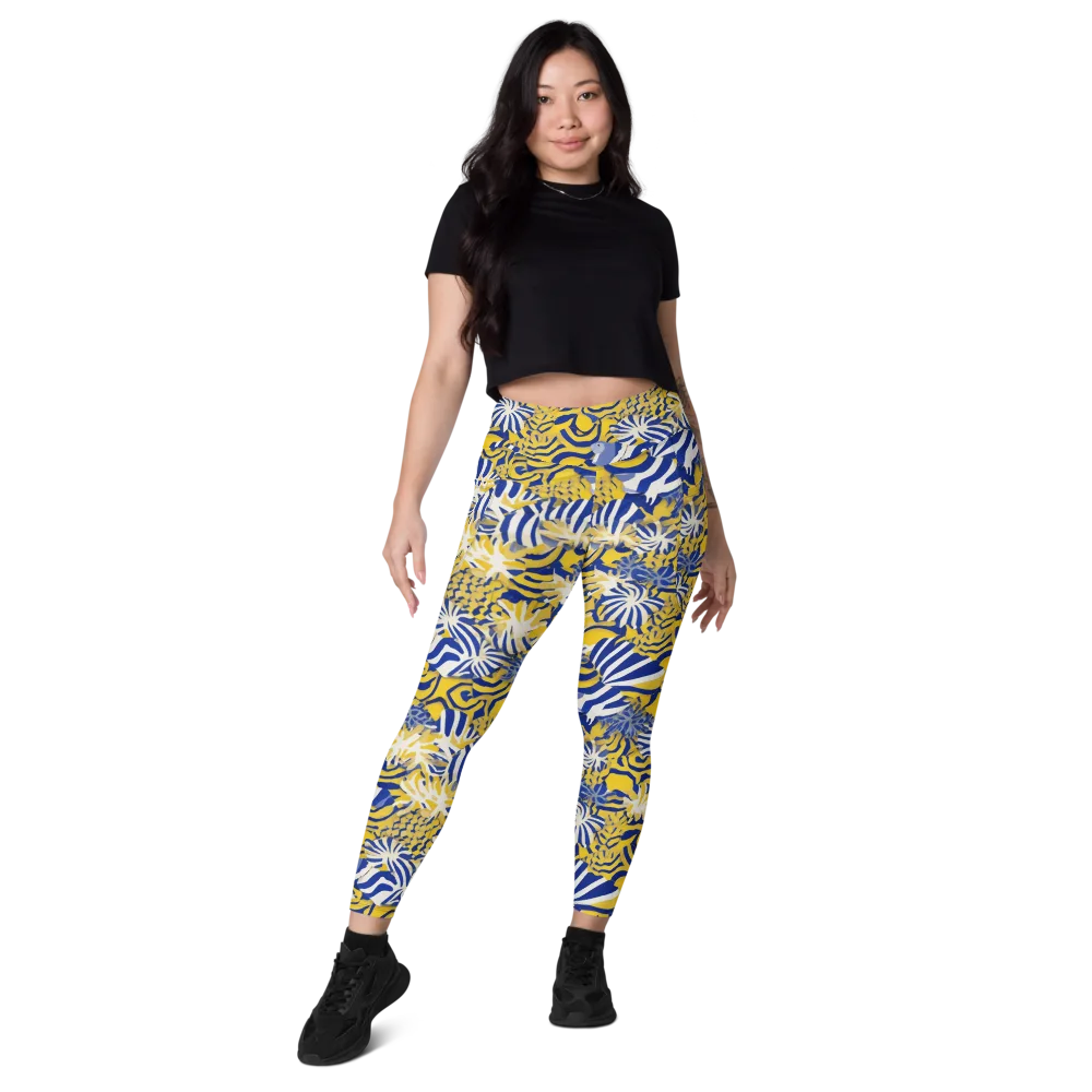 Bluebird Mirage on Leggings with Pockets — Front