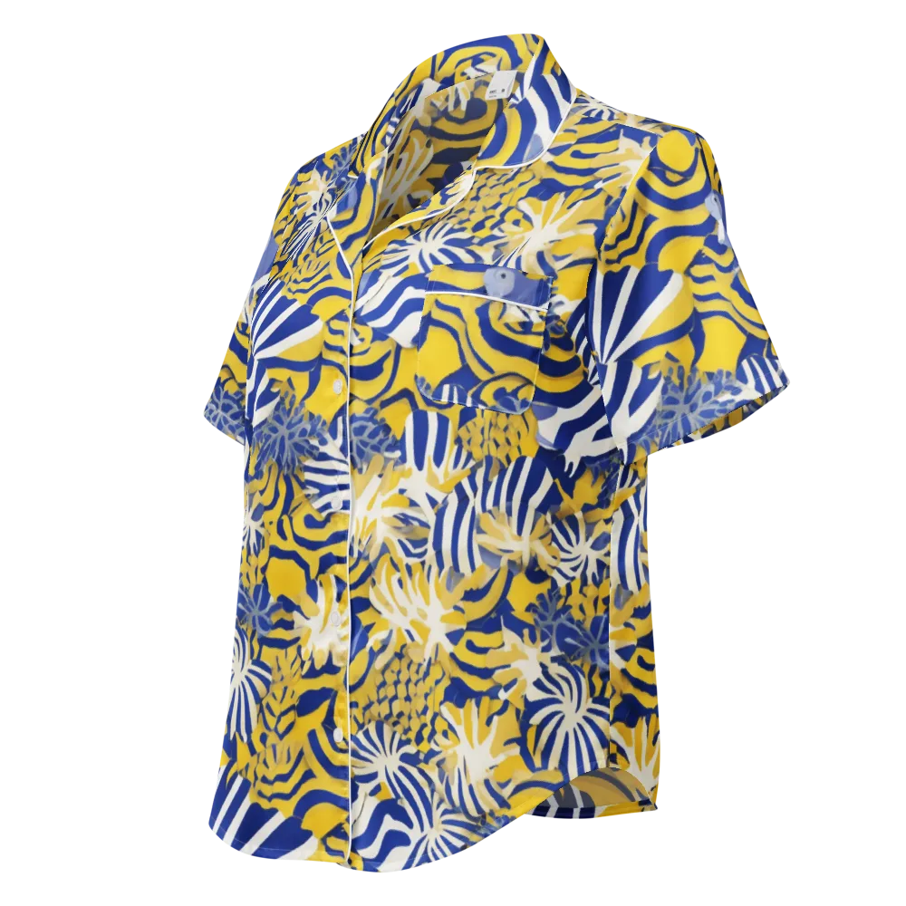 Bluebird Mirage on Women's Short Sleeve Pajama Top — Left Front