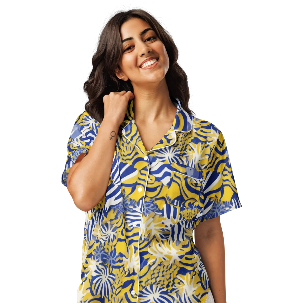 Bluebird Mirage on Women's Short Sleeve Pajama Top — Front