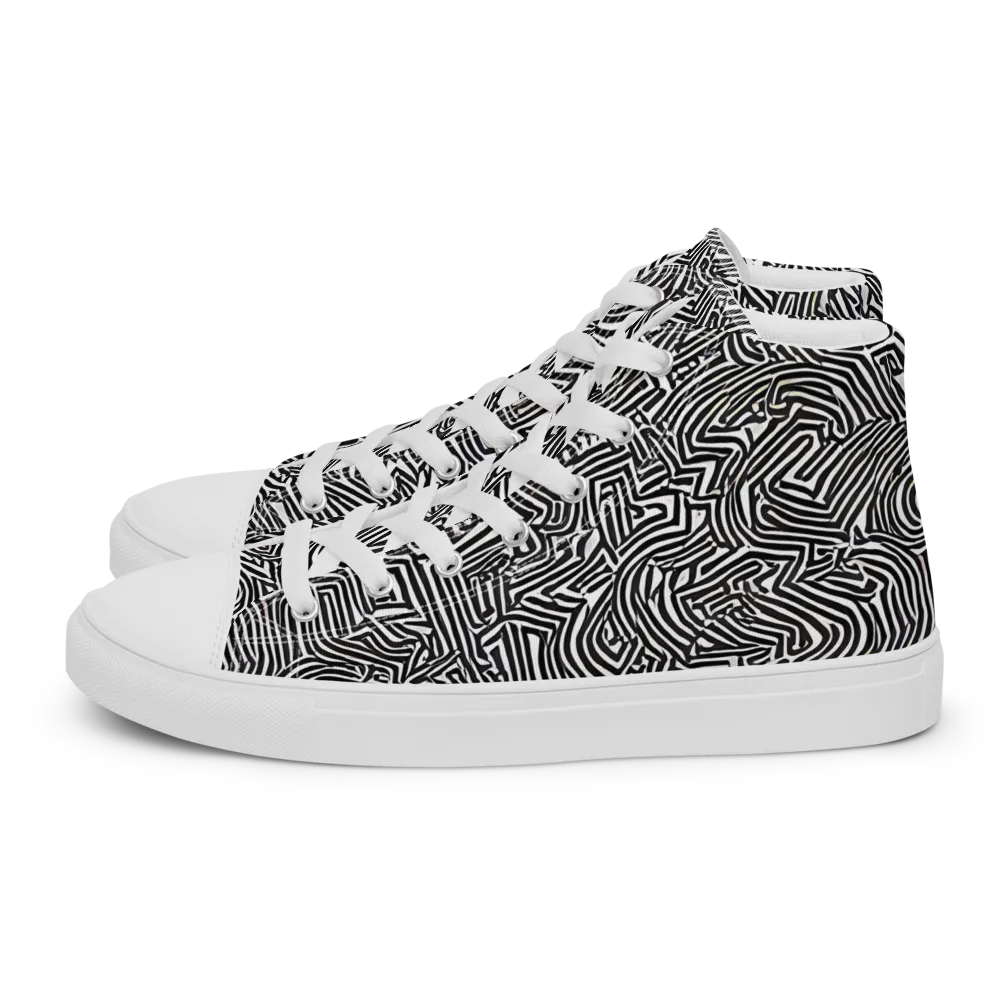 Obsidian Maze on Men's High Top Canvas Shoes — Left