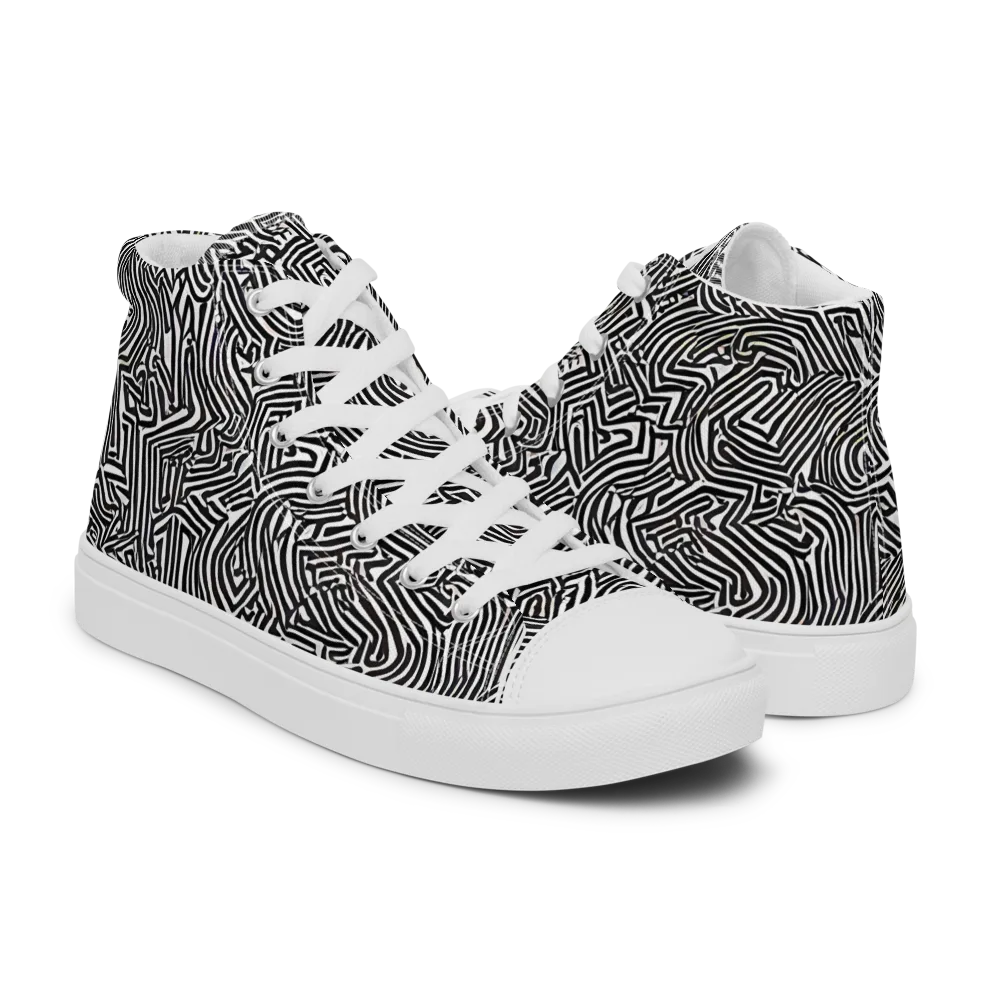 Obsidian Maze on Men's High Top Canvas Shoes — Right