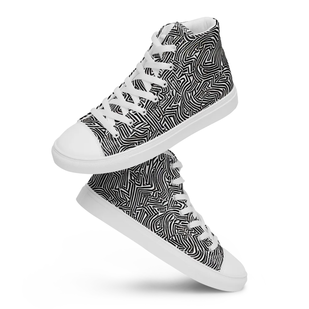 Obsidian Maze on Men's High Top Canvas Shoes — Front