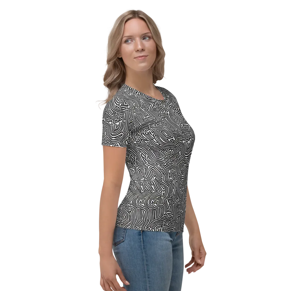 Obsidian Maze on Women's Crew Neck T-Shirt — Right