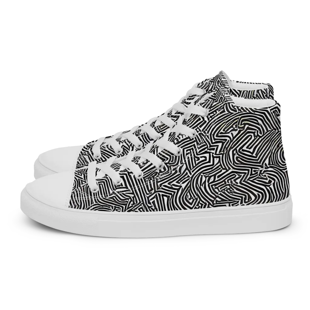 Obsidian Maze on Women's High Top Canvas Shoes — Left