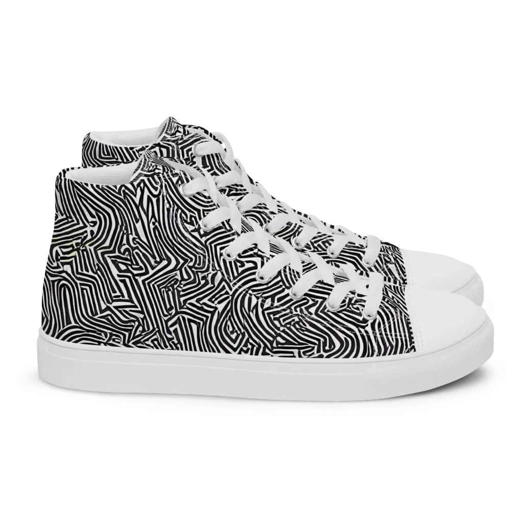 Obsidian Maze on Women's High Top Canvas Shoes — Right