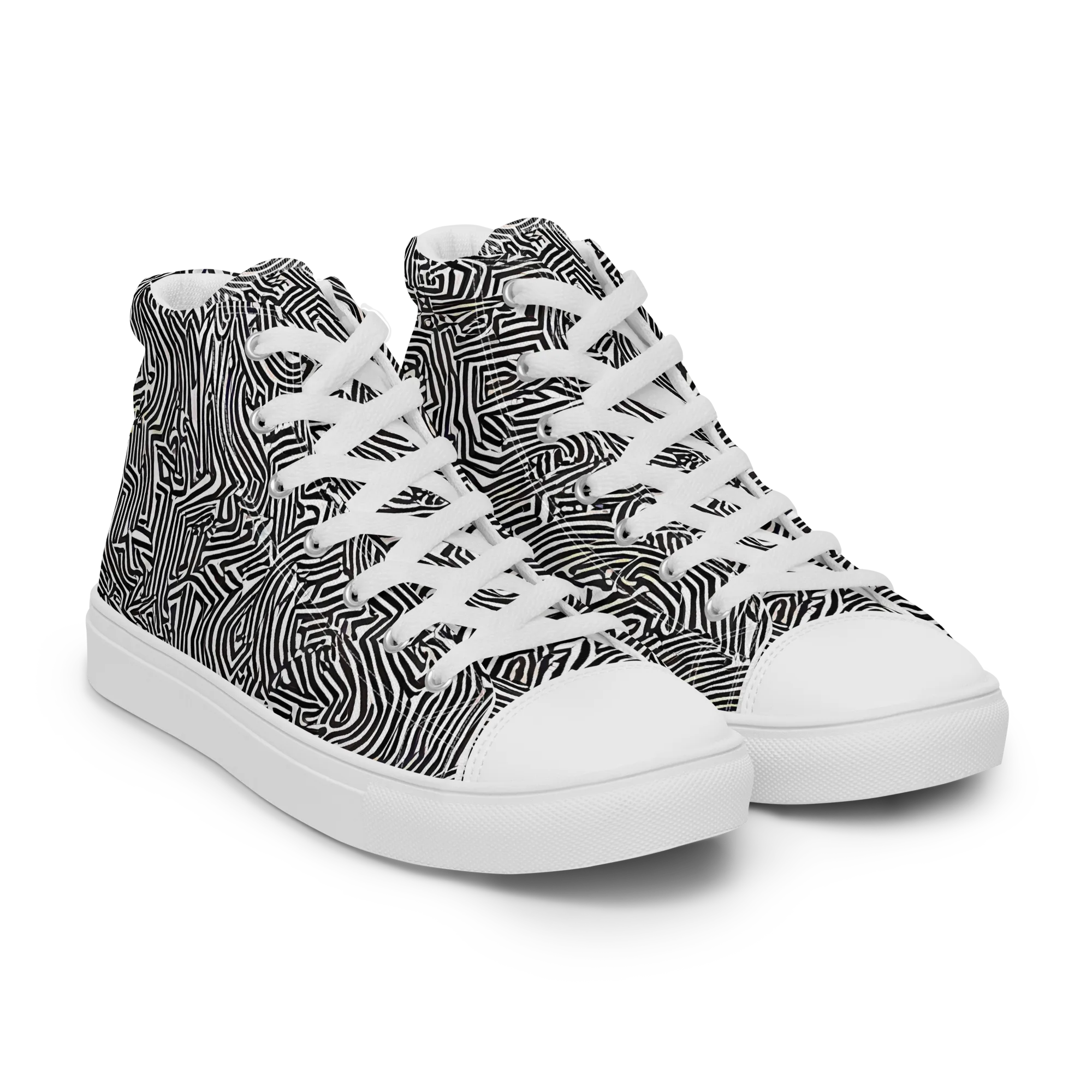 Obsidian Maze on Women's High Top Canvas Shoes — Right Front