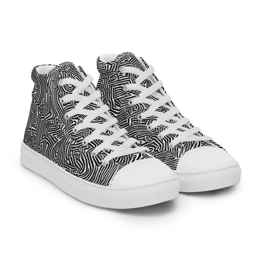 Obsidian Maze on a Women's High Top Canvas Shoes