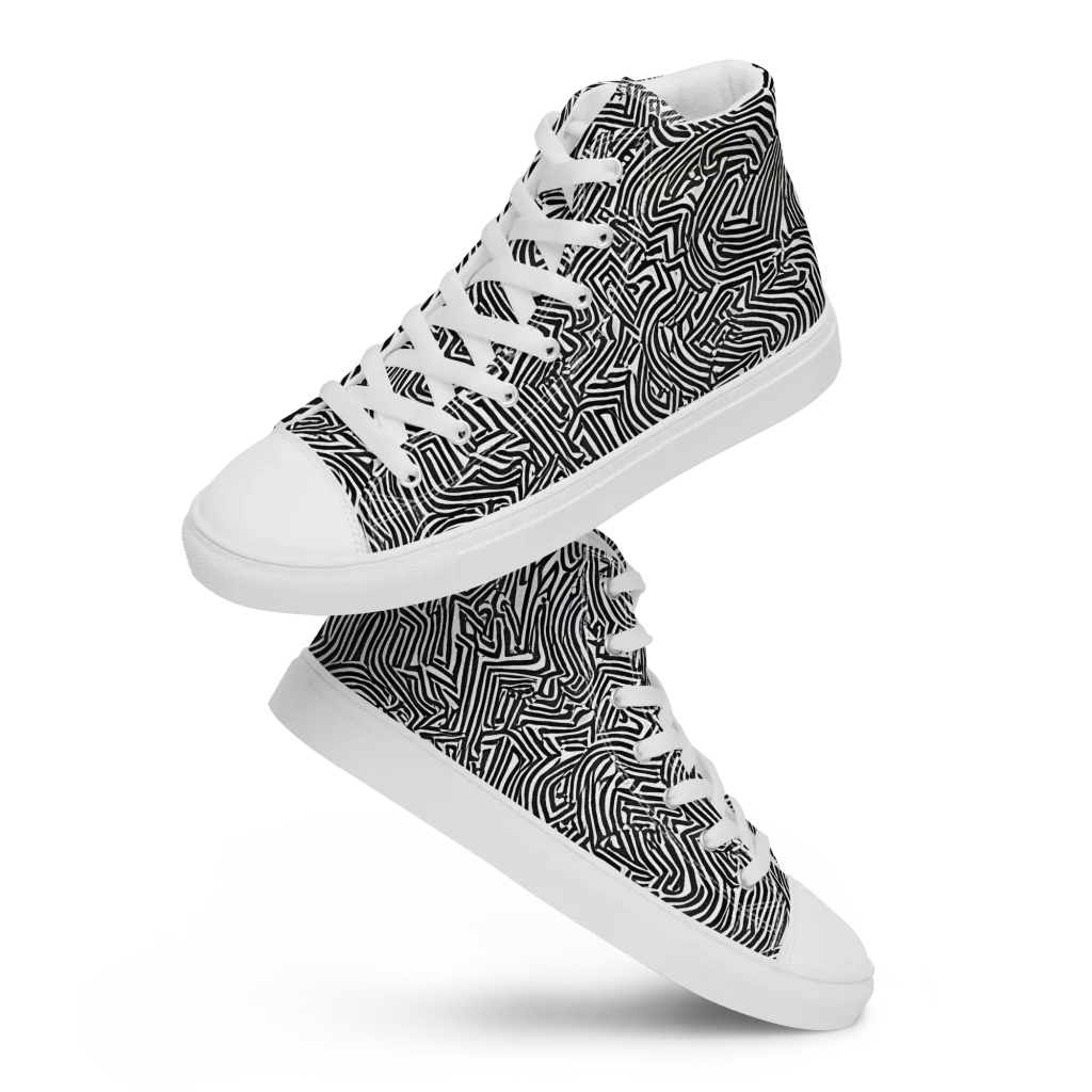 Obsidian Maze on Women's High Top Canvas Shoes — Front