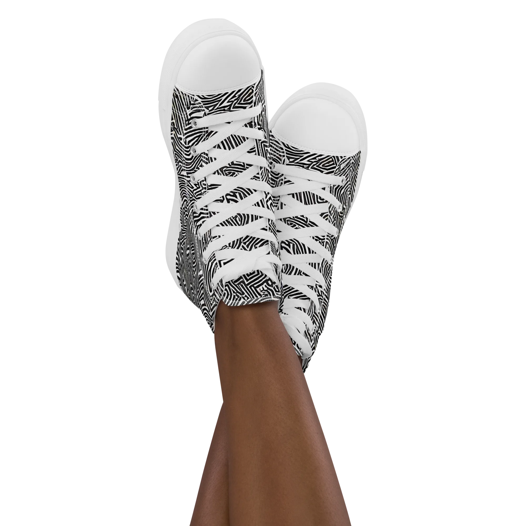 Obsidian Maze on Women's High Top Canvas Shoes — Front