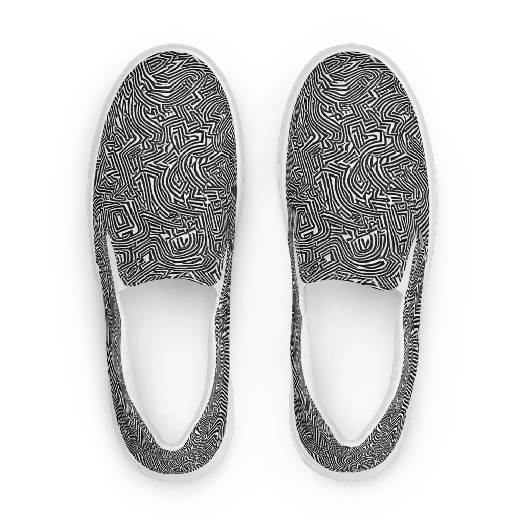 Obsidian Maze on Men's Slip-On Canvas Shoes — Front