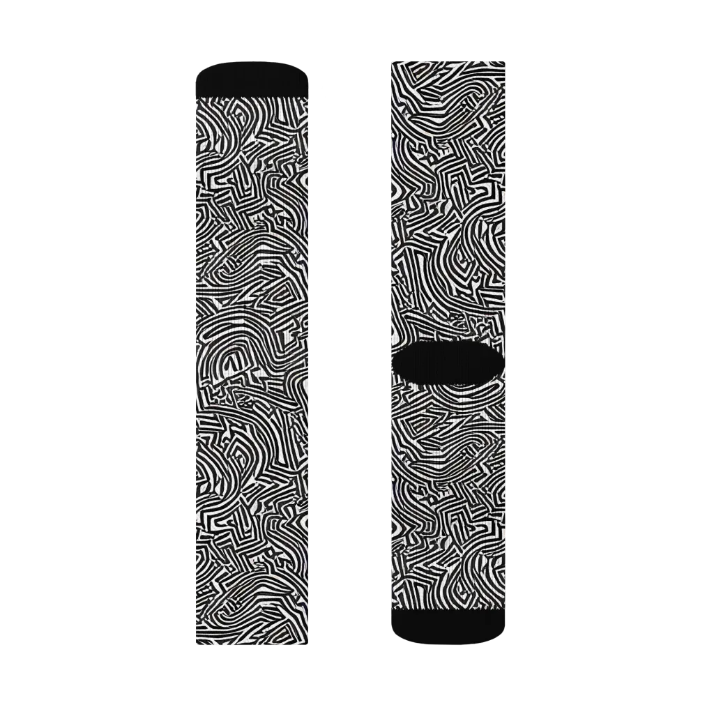 Obsidian Maze on Socks — Right Sock
