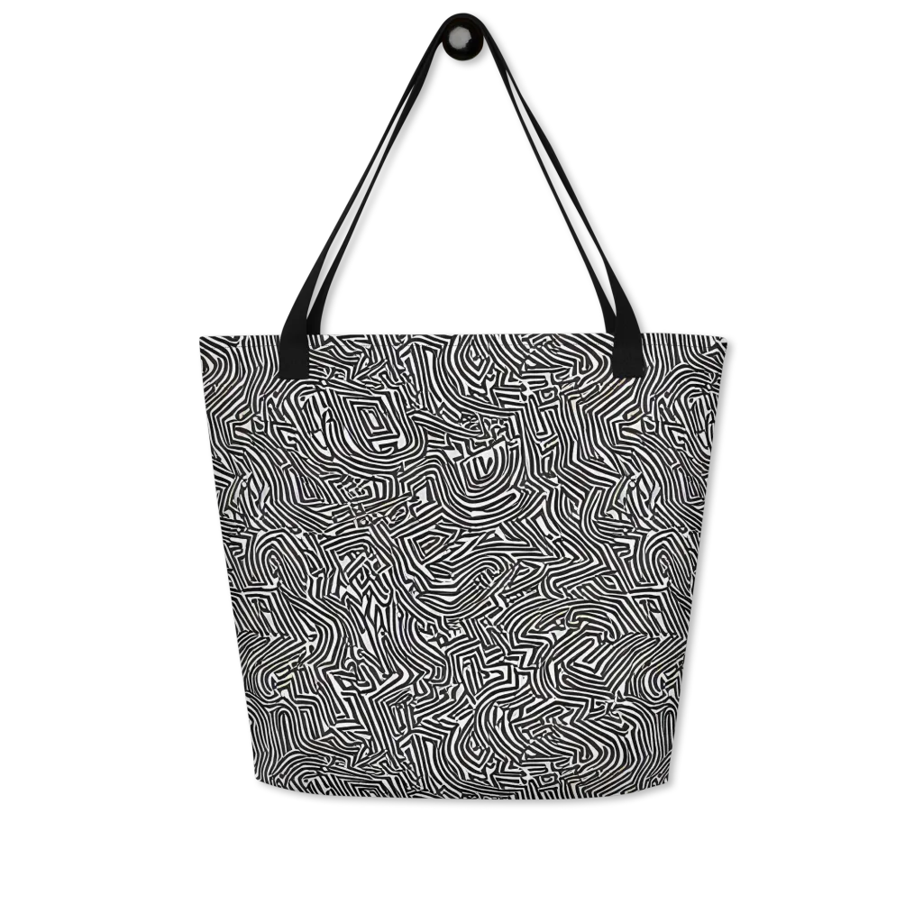 Obsidian Maze on Large Tote Bag W/ Pocket — Front