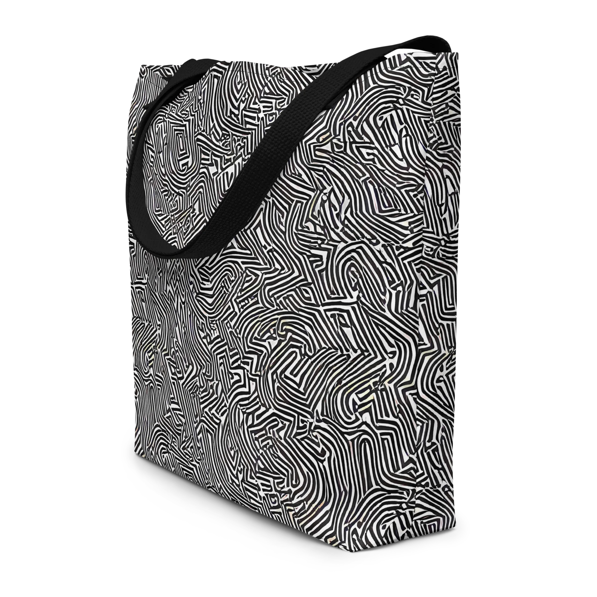 Obsidian Maze on Large Tote Bag W/ Pocket — Front