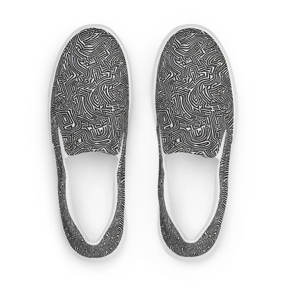 Obsidian Maze on Women's Slip-On Canvas Shoes — Front