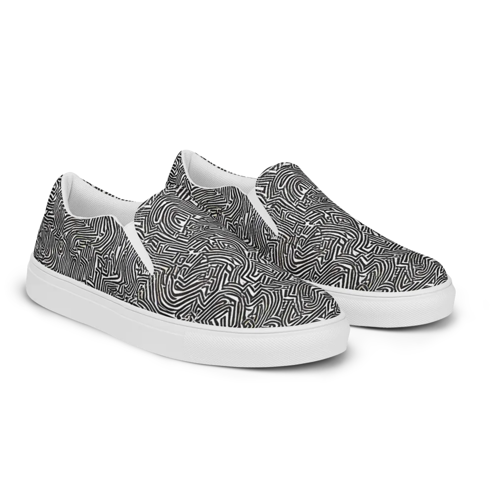 Obsidian Maze on Women's Slip-On Canvas Shoes — Right Front