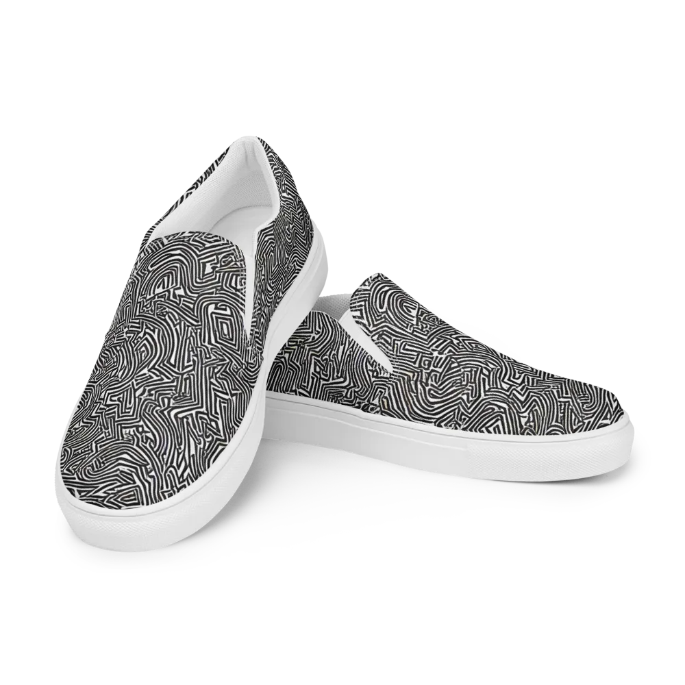 Obsidian Maze on Women's Slip-On Canvas Shoes — Left Front