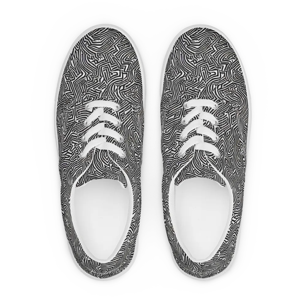 Obsidian Maze on Men's Lace-Up Canvas Shoes — Front