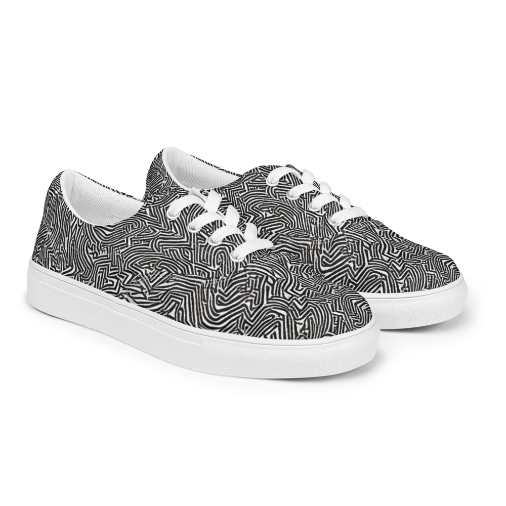 Obsidian Maze on Men's Lace-Up Canvas Shoes — Right Front