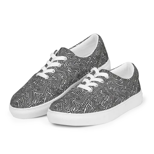 Obsidian Maze on a Men's Lace-Up Canvas Shoes